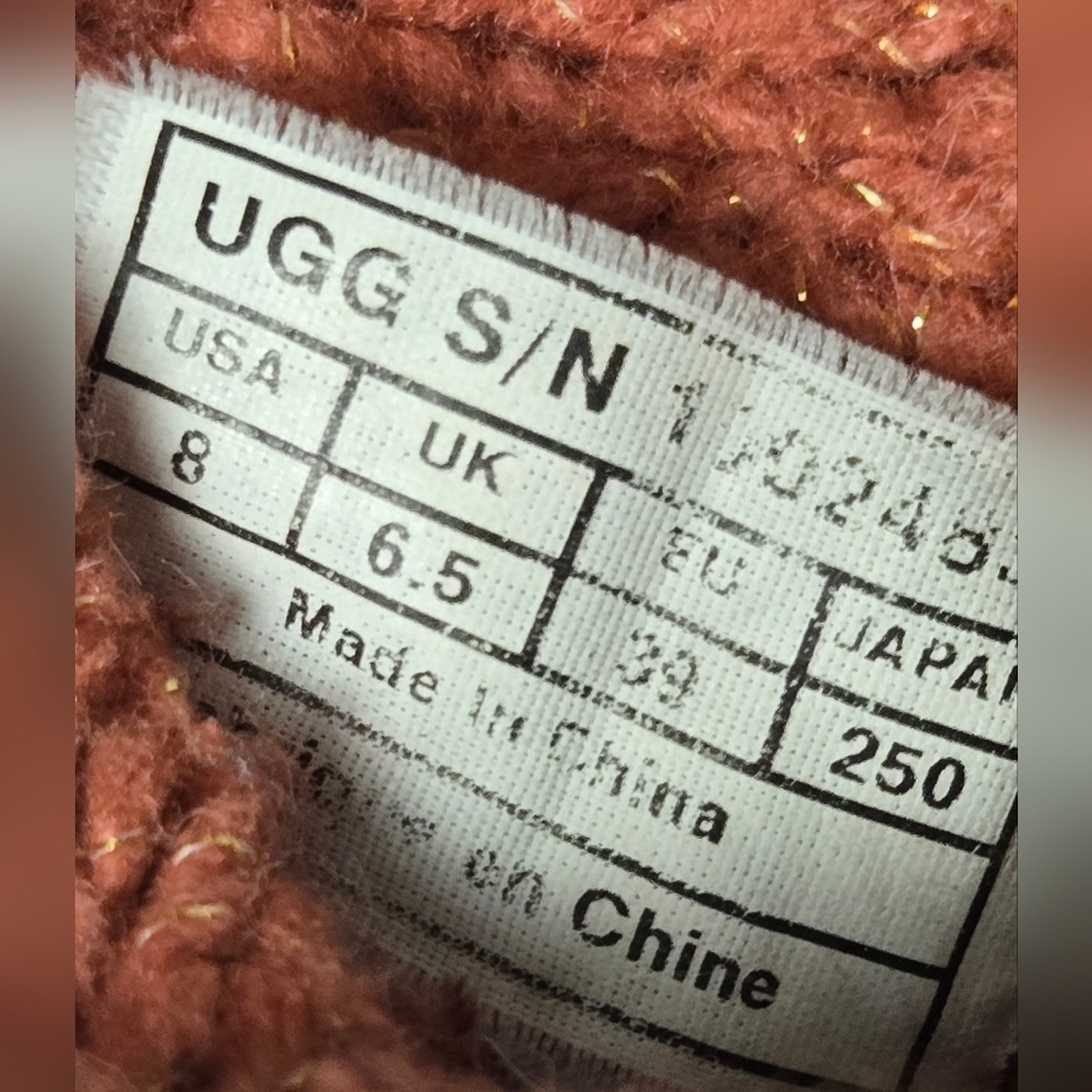 UGG Australia Classic Cardy Knit Button Boots Coral Orange Tall Size 8 - Picture 9 of 11